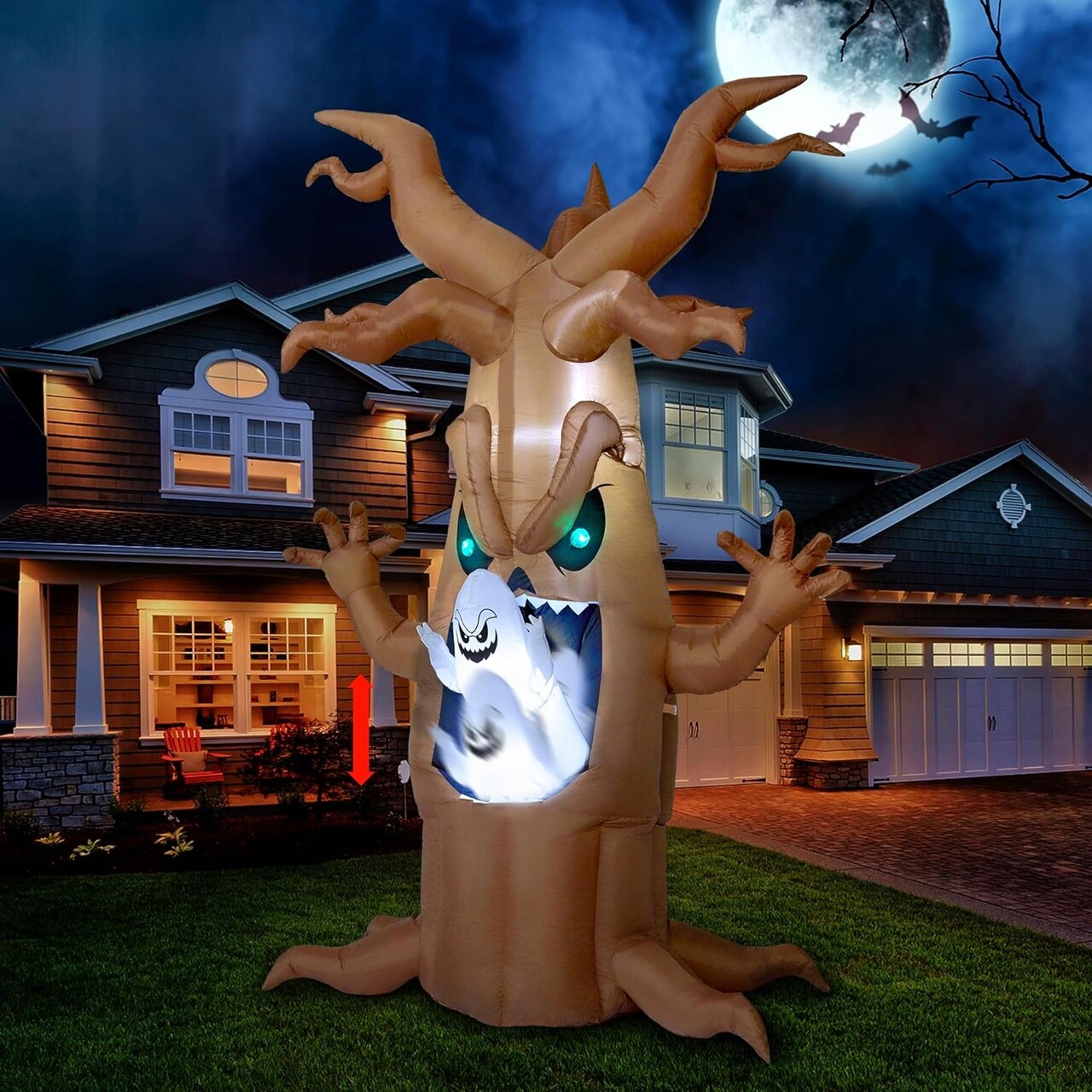 7 Ft Halloween Inflatables Decorations Outdoor Blow up Halloween Yard Decors Halloween Animatronics Tree with Built-In Leds Halloween Inflatable Ghost Decoration Halloween Party Supplies